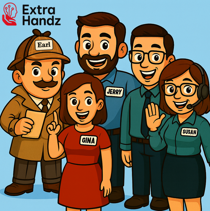 EH family picture, logo on the left