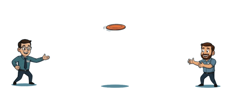 blue steve and jerry with frisbee