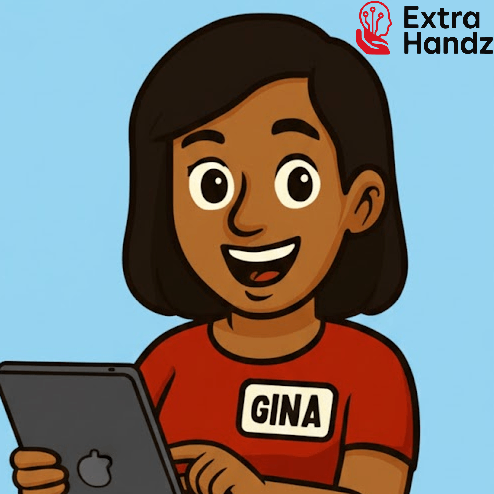 branded New Gina Holding a Tablet Square