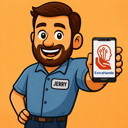 jerry holding a phone small